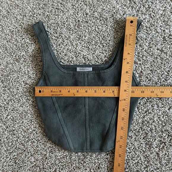 Babaton Women's Sz Small Gray Ribbed Knit Corset Tank Top Square Neck - Picture 6 of 8